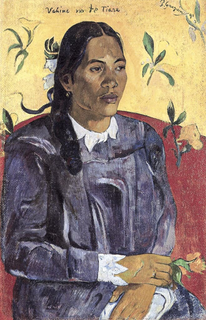 Mujer con una flor, de Paul Gauguin (1891).