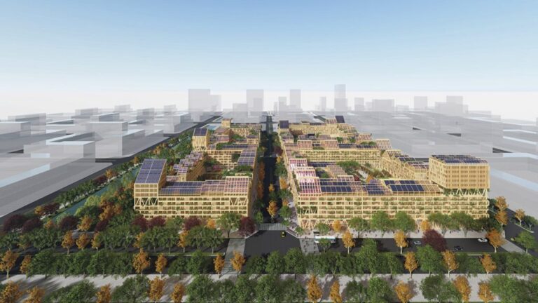 Recreación de la ciudad, de espacios verdes y abiertos, imaginada por Guallart para la nueva zona residencial de Xiong’an, en China.