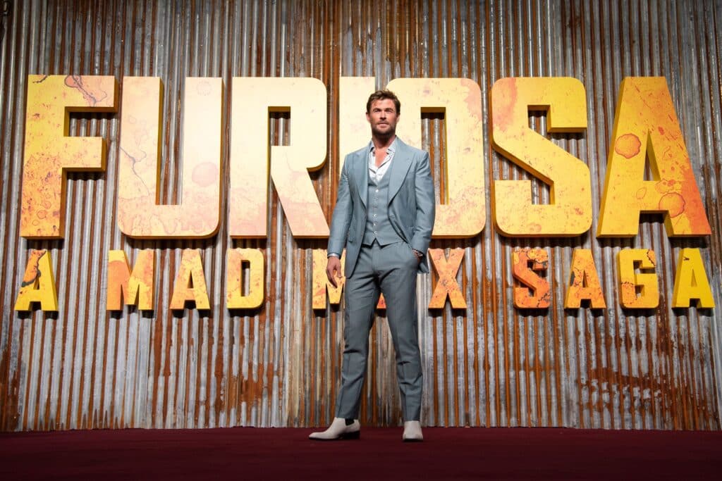 El actor australiano Chris Hemsworth en la premier de Londres de "Furiosa".