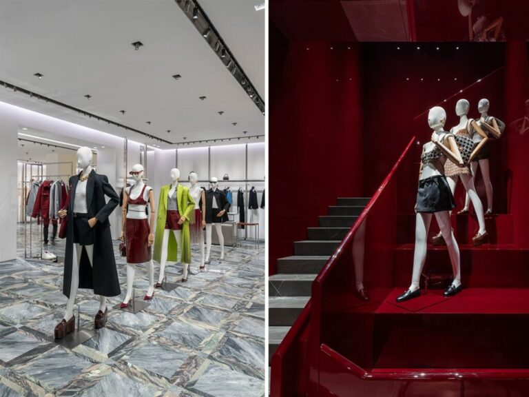 A la izquierda, la línea femenina de prêt-à-porter. A su lado, algunos de los looks de la colección Gucci Ancora para la temporada SS24.