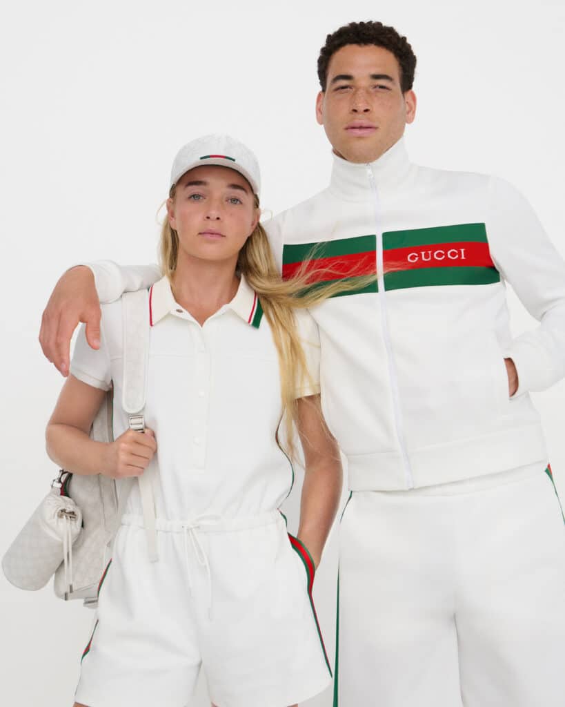 Los tenistas Emma Cohen y George Loffhagen para Gucci Tennis.