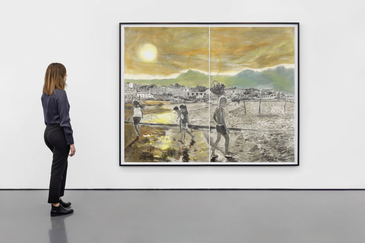 Pintura de Manuel Chavajay en la exposición La Madre Tierra habla de la Galería Pedro Cera de Madrid.
