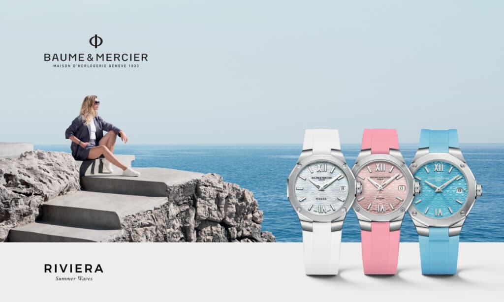 Colección de relojes Riviera de Baume & Mercier para el verano 2024.