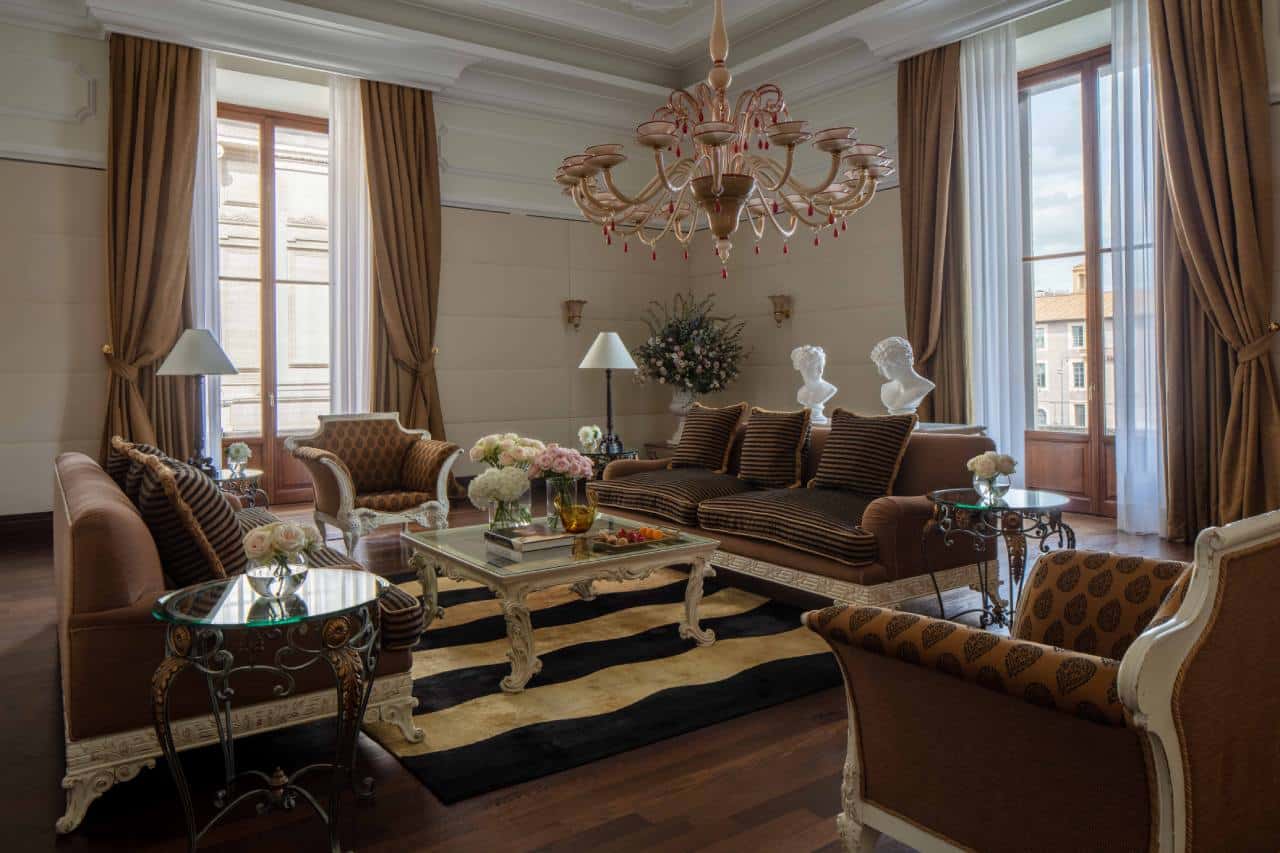 Anantara Palazzo Naiadi Rome Presidential Suite Livingroom Two Widows