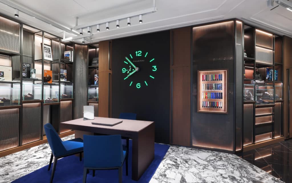 Interior de la primera boutique de Panerai en Barcelona.