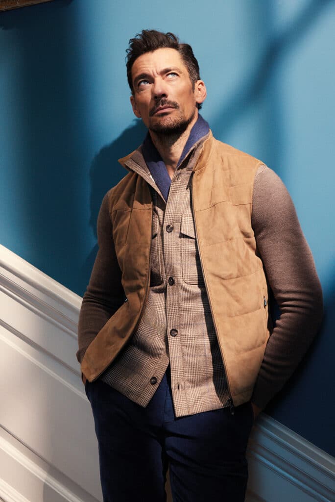 David Gandy con chaleco de la colección Nº 14 Savile Row de Hackett.