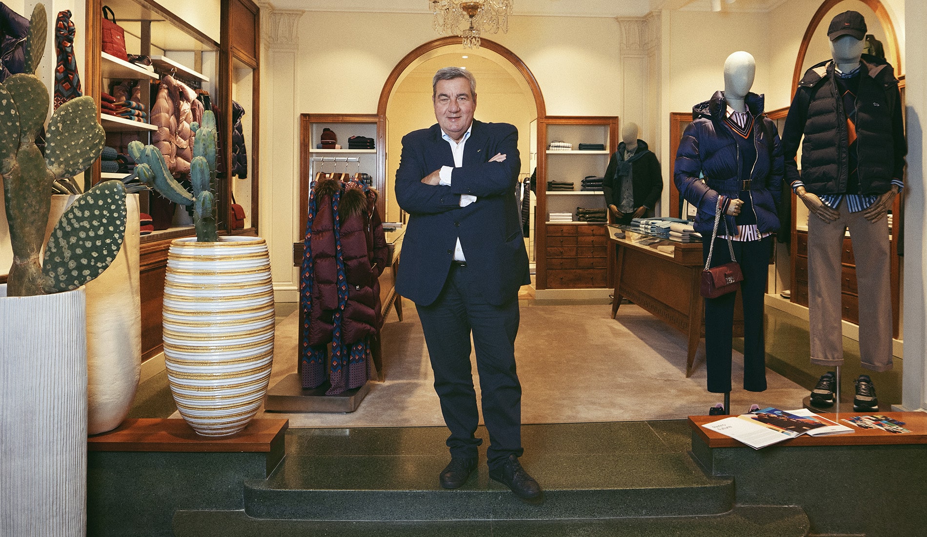 Riccardo Bruno, presidente del consejo de administración de Harmont & Blaine en la tienda de la marca de la calle Serrano de Madrid.