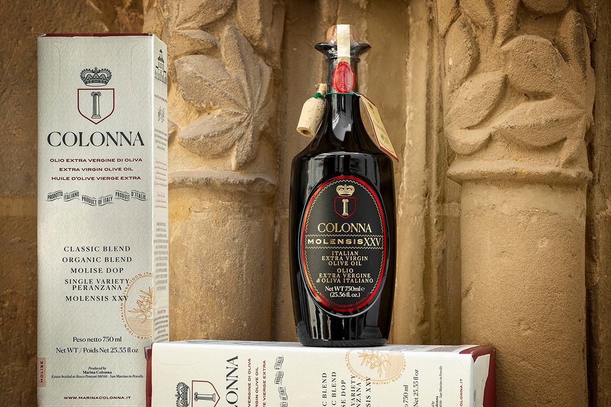 Colonna Molensis XXV, de Marina Colonna Soc. Agr. SRL., el AOVE elegido más bello en los EVOOLEUM Packaging Awards.