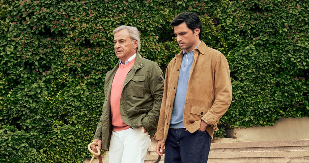 Carlos Sainz, padre e hijo, en la campaña primavera/verano 2025 de Hackett London.