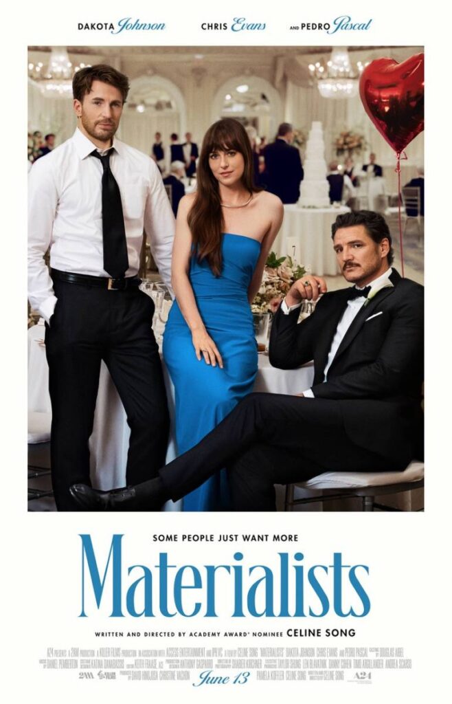 Pedro Pascal luce relojes Jaeger-LeCoultre en 'Materialists', la nueva película de Celine Song 2 Cartel de la película 'Materialists', con Chris Evans, Dakota Johnson y Pedro Pascal.