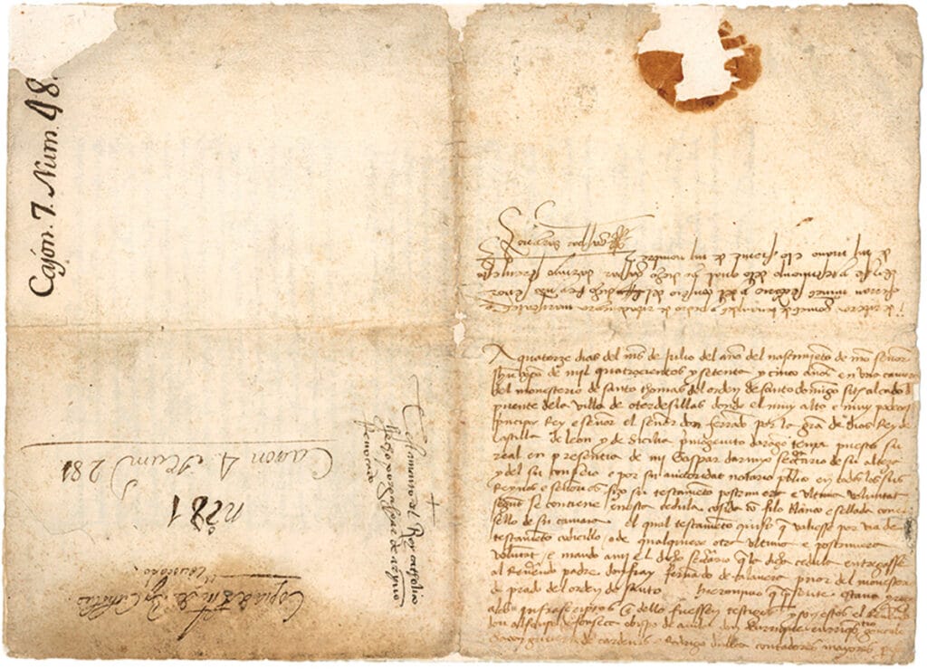 Testamento de Fernando el Católico, 12 de julio de 1475 Papel. Madrid, Palacio de Liria.