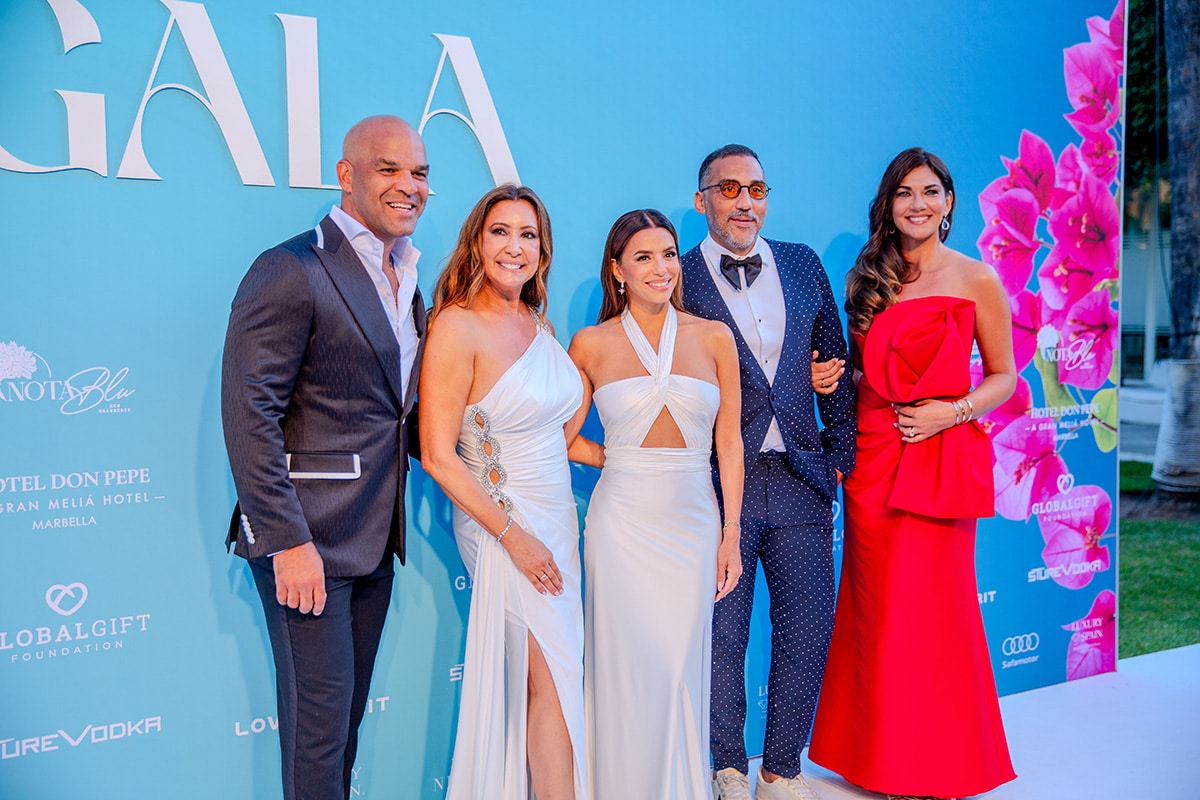 Amaury Nolasco, Maria Bravo, Eva Longoria, Zazou Belounis, Lorena Bernal en la Global Gift Gala en Marbella.