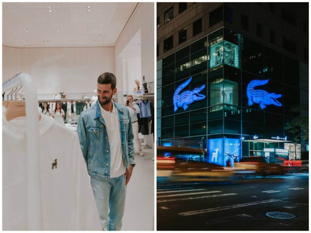 Novak Djokovic en la flagship de Lacoste de Nueva York, en la Quinta Avenida. 