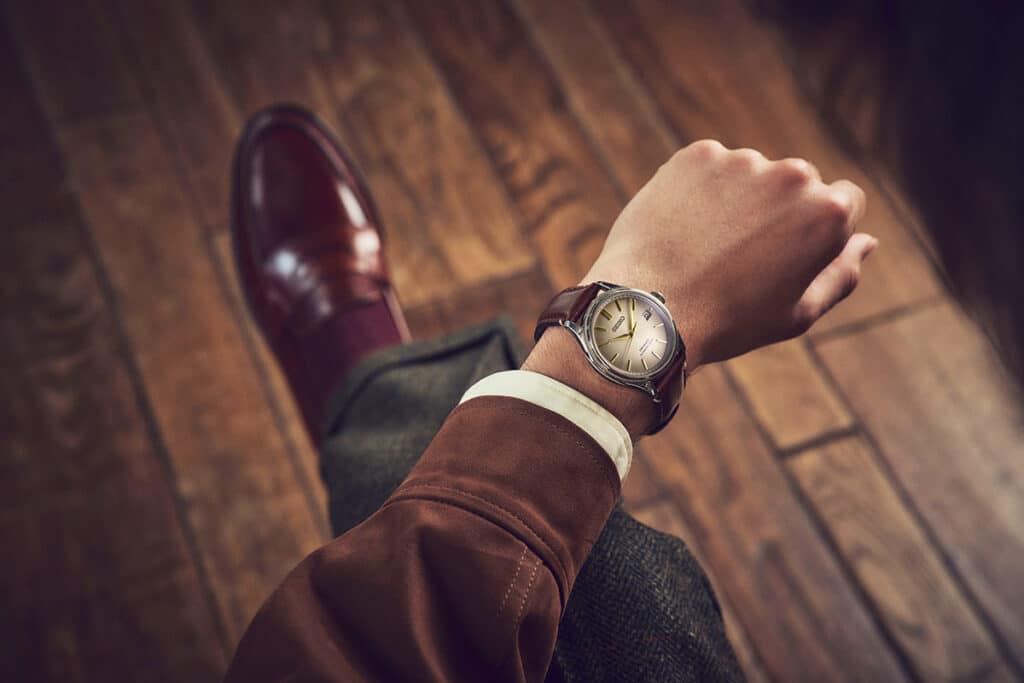 Presage Classic con correa de cuero reciclado de Seiko.