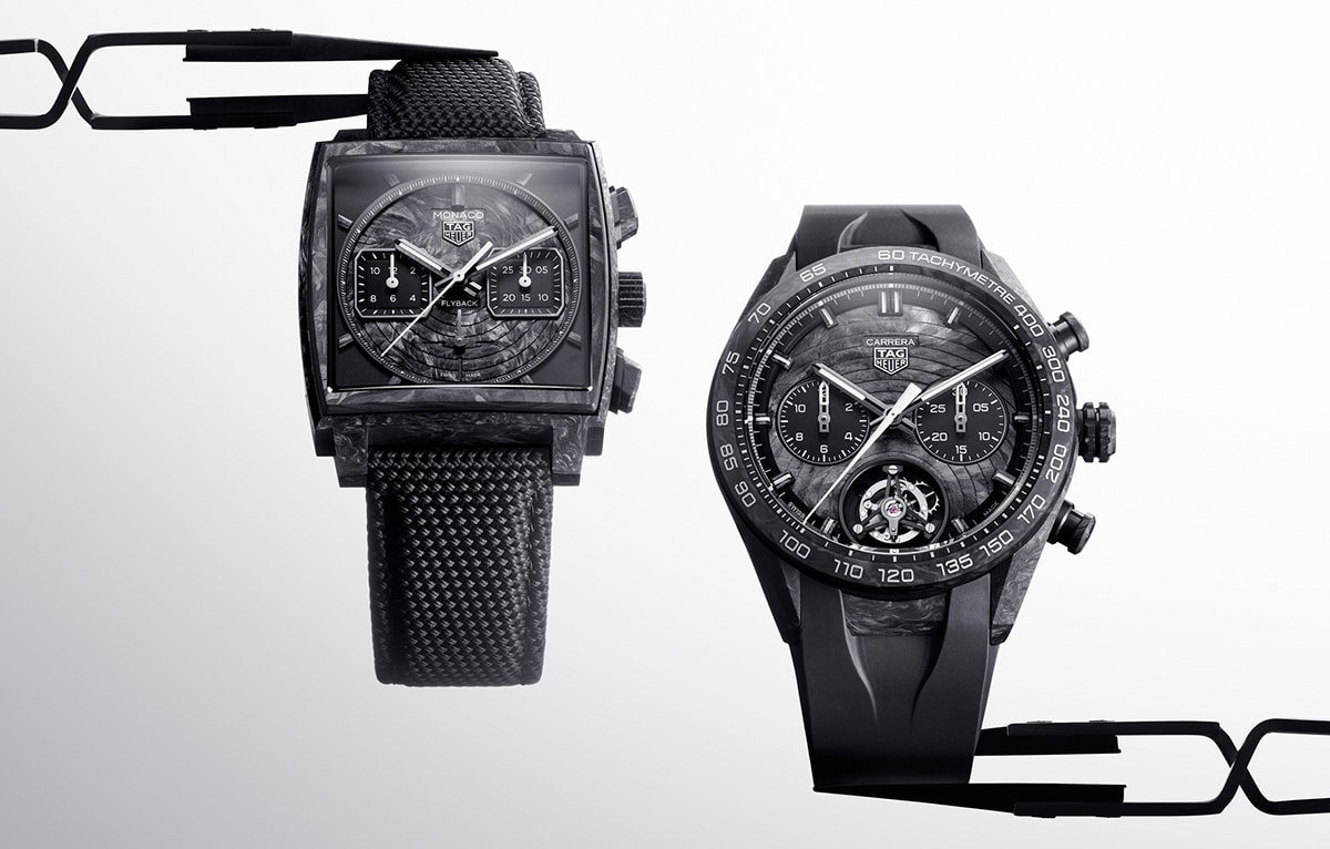 El Monaco Flyback Chronograph TH-Carbonspring y el Carrera Chronograph Tourbillon Extreme Sport TH-Carbonspring de TAG Heuer.