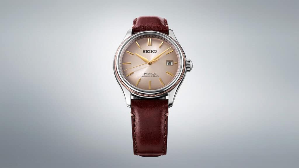 Presage Classic con correa de cuero reciclado de Seiko.