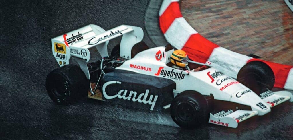 Senna asombra en Mónaco (3 de junio de 1984). 