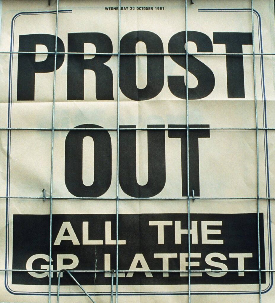 Prost y la 'camioneta' de Ferrari (20 de octubre de 1991). 