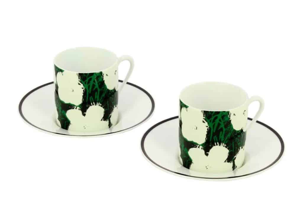 Set de dos tazas de café diseño flores Warhol de la Tienda Thyssen.