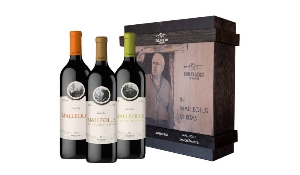 Malleolus, estuche premium de madera con 3 botellas de Bodegas Emilio Moro.