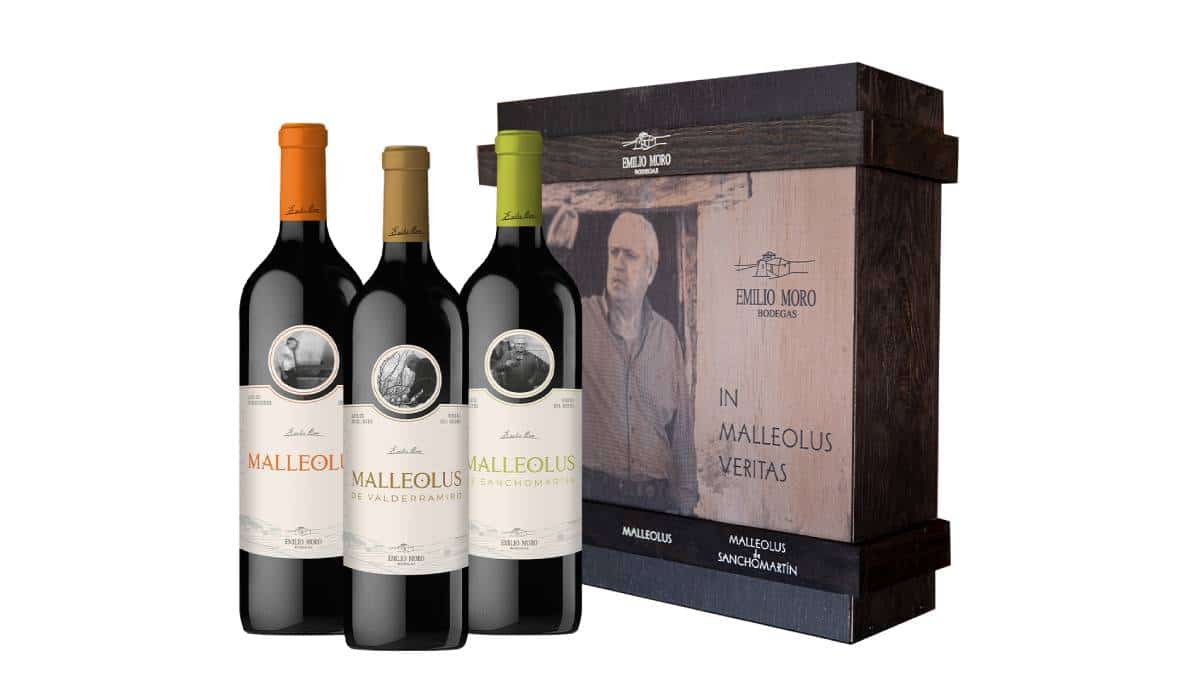 Malleolus, estuche premium de madera con 3 botellas de Bodegas Emilio Moro.