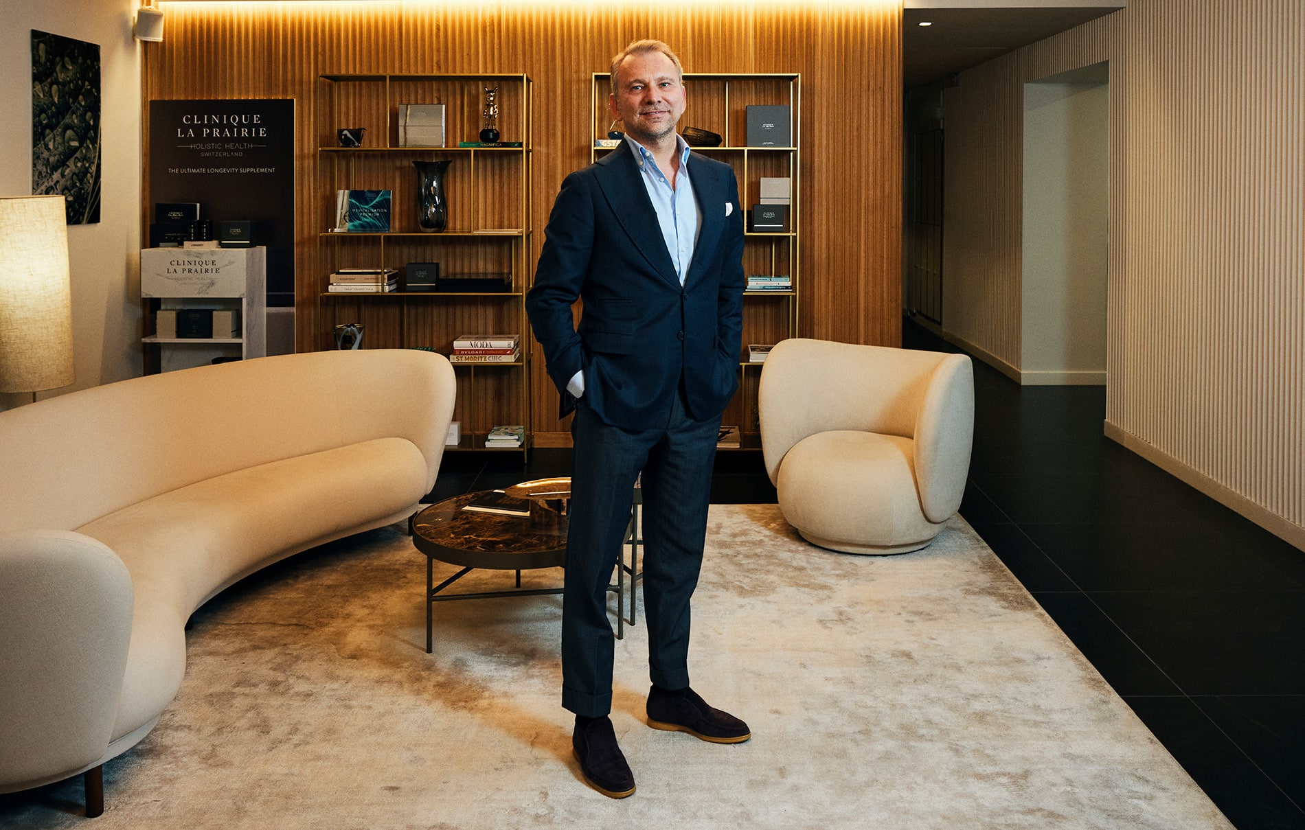 Simone Gibertoni en la sede de La Prairie en Madrid.