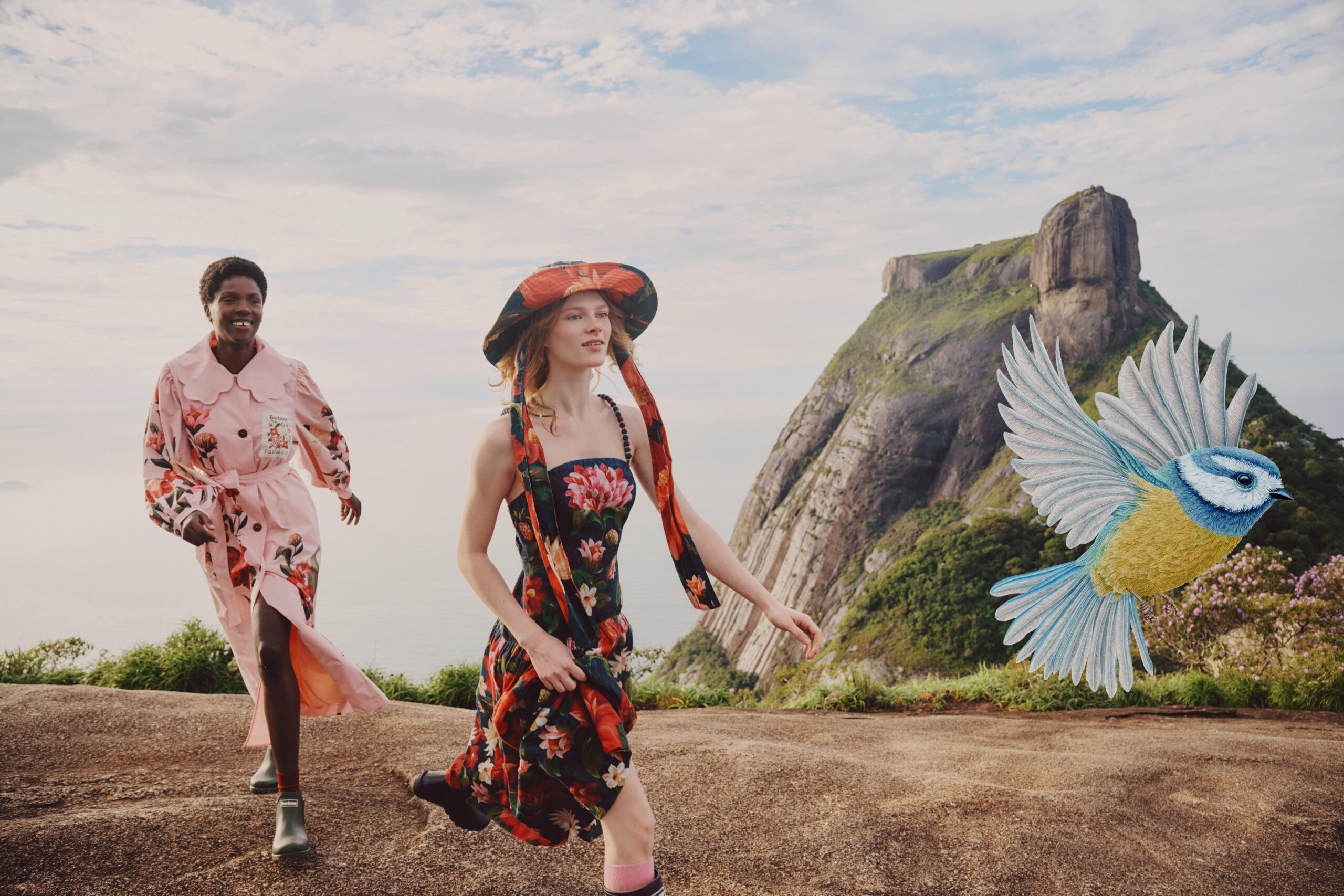 SS26 Barbour FARM Rio Bromelia Showerproof Trench Coat LSP0333WH11 Wild Flower Dress LDR1030NY72 Wildflower Sun Hat LHA0635N72 scaled