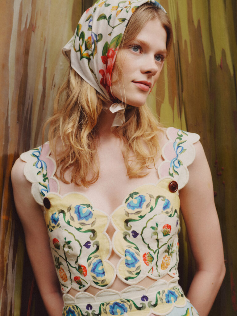 SS26 Barbour FARM Rio Petal Dress LDR1031WH12 Azelia Scarf LSC0493WH12