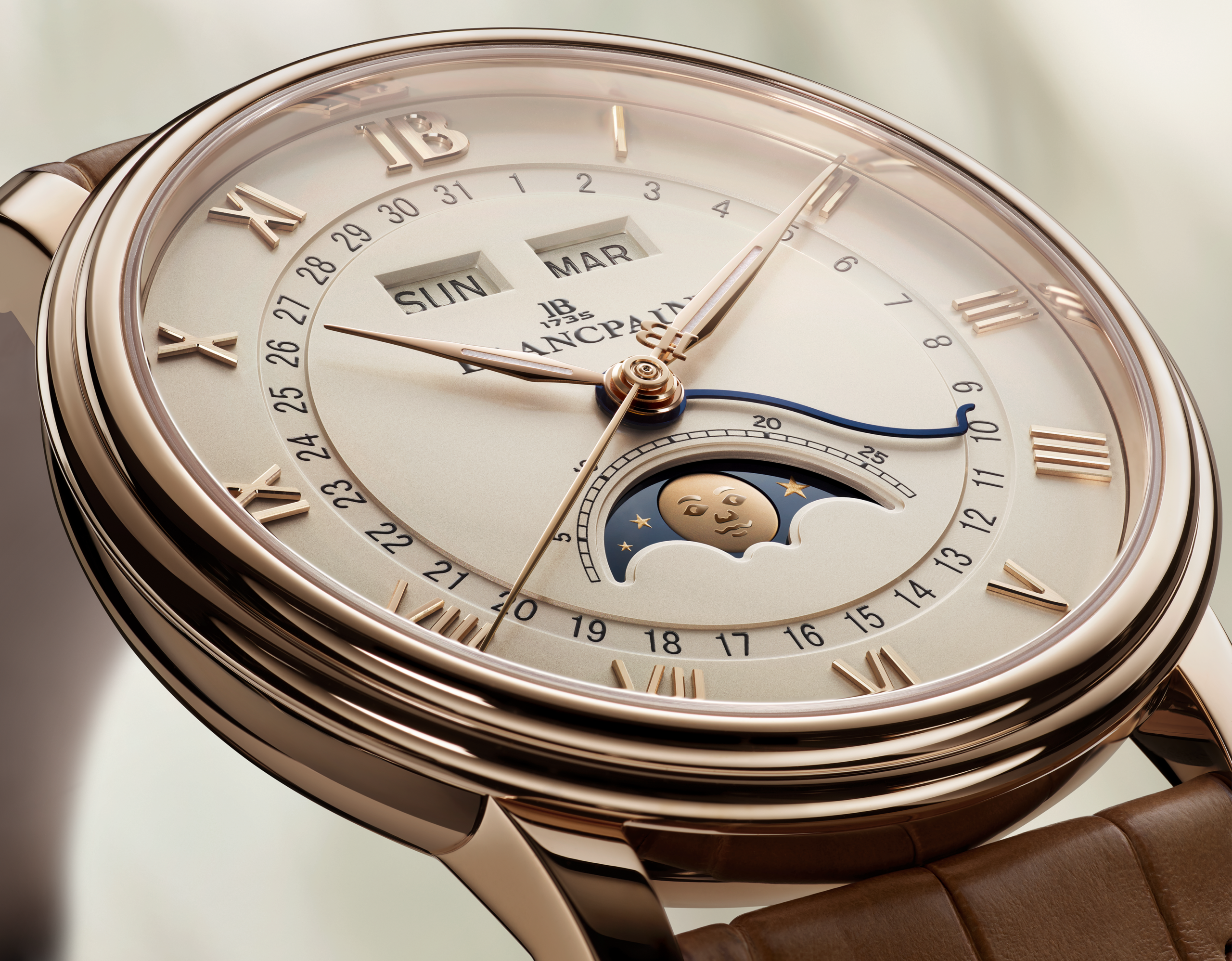 11391 blancpain villeret phase de lune 40mm 6654N 3642 55B close up lune scaled