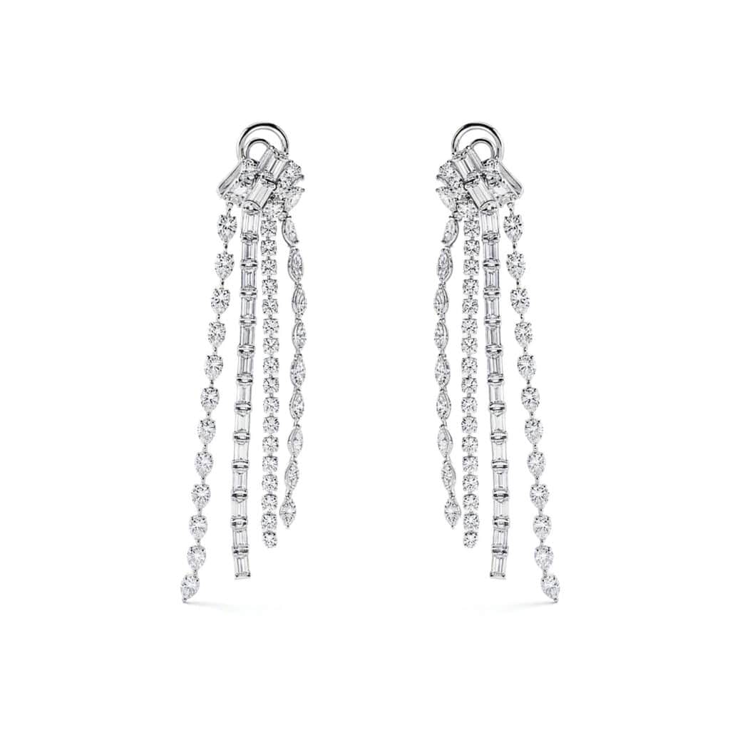 RABAT Diamonds Pendientes de oro blanco con diamantes de talla baguette