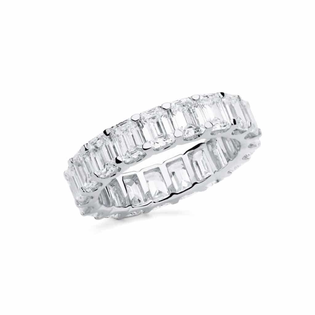 RABAT Poetic Anillo alianza de oro blanco con diamantes talla esmeralda RABAT Poetic