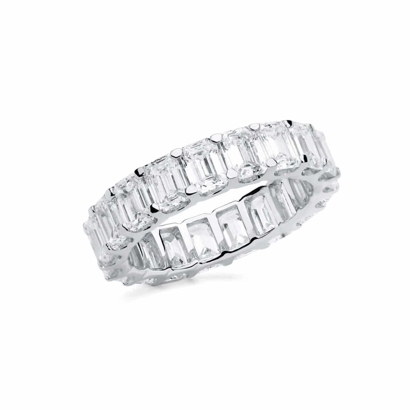 RABAT Poetic Anillo alianza de oro blanco con diamantes talla esmeralda RABAT Poetic